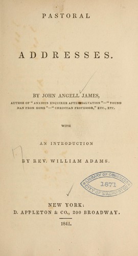 Cover for Pastoral addresses