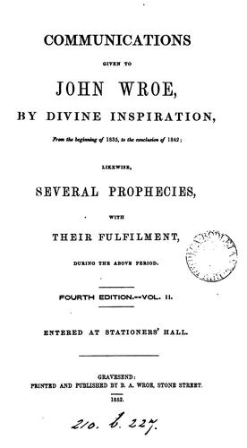 Cover for An abridgement of John Wroe's life and travels; also, Communications given to him by divine ...