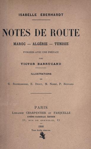Cover for Notes de route