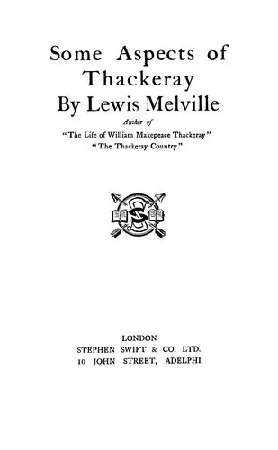 Cover for Some aspects of Thackeray
