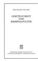 Cover for Gesetzlichkeit und Kriminalpolitik