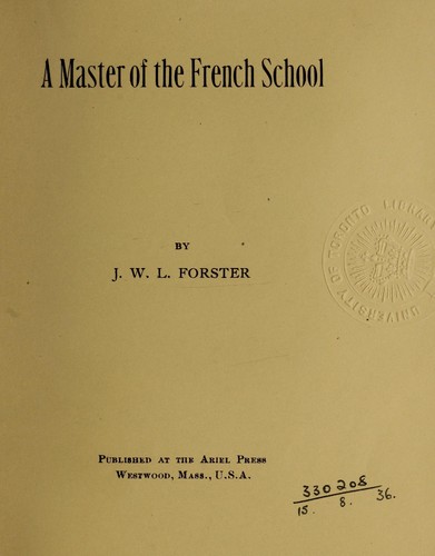 Cover for A master of the French school [William Adolphe Bougereau]