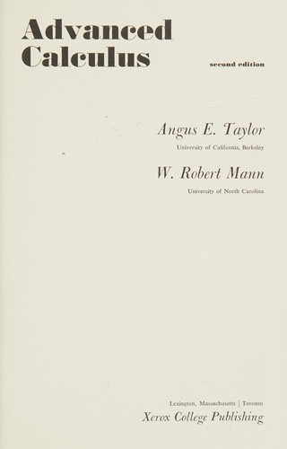 Cover for Advanced calculus