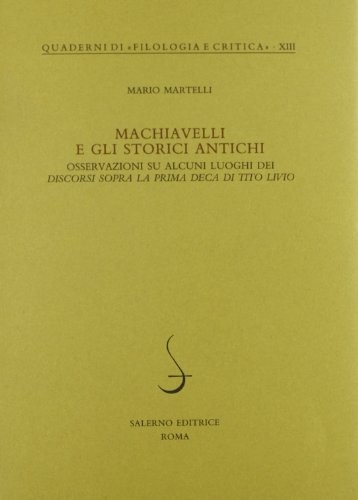 Cover for Machiavelli e gli storici antichi