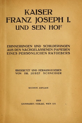 Cover for Kaiser Franz Joseph I. und seine Hof