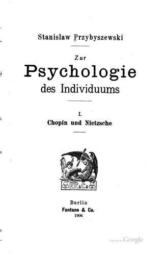 Cover for Zur Psychologie des Individuums.