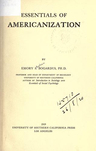 Cover for Essentials of Americanization.