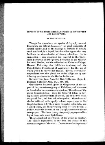 Cover for The North American species of gayophytum and boisduvalia