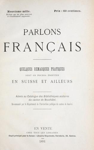 Cover for Parlons frans