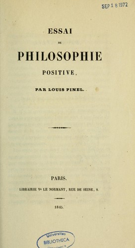 Cover for Essai de philosophie positive