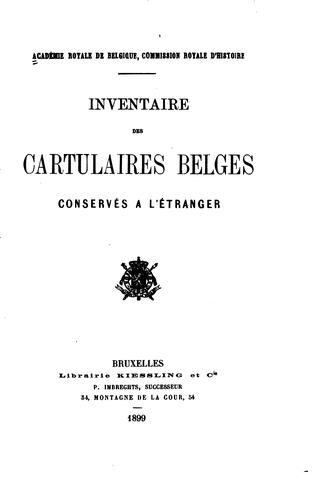 Cover for Inventaire des cartulaires belges conservés à l'étranger.