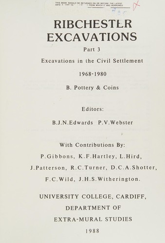 Cover for Ribchester excavations.