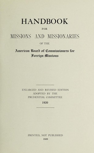 Cover for Handbook for missions and missionaries of the American Board of Commissioners for Foreign Missions