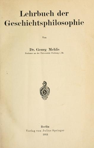 Cover for Lehrbuch der geschichtsphilosophie