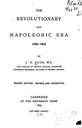 Cover for The Revolutionary and Napoleonic Era, 1789-1815