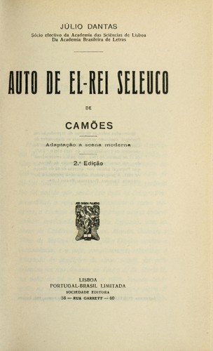 Cover for Auto de el-Rei Seleuco, de Camões