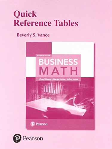 Cover for Quick Reference Tables for Business Math