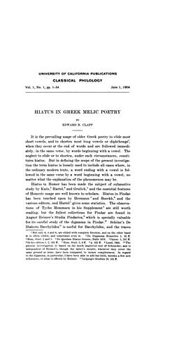 Cover for Hiatus in Greek melic poetry