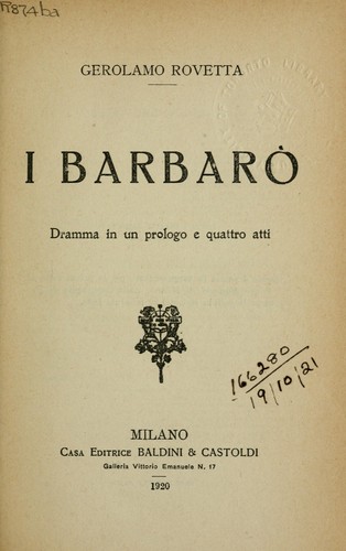 Cover for I Barbaro