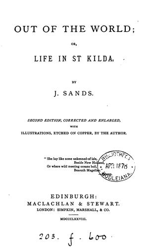 Cover for Out of the world; or, Life in St. Kilda