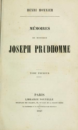 Cover for Mémoires de monsieur Joseph Prudhomme.