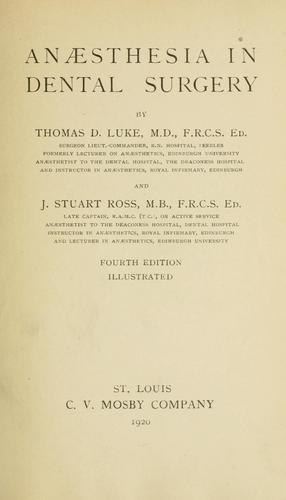 Cover for Anaesthesia in dental surgery