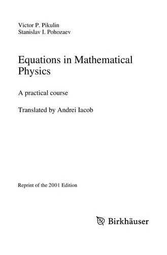Cover for Equations in mathematical physics