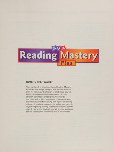 Cover for Reading Mastery Classic Behavioural Objectives Level K