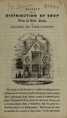 Cover for Society for the Distribution of Soup During the Winter Months, in Holloway and North Islington