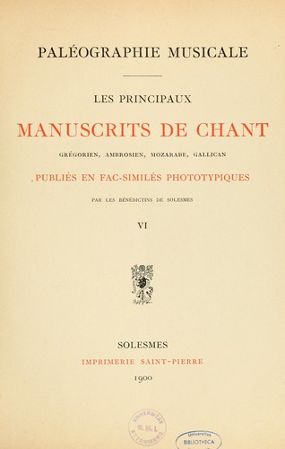 Cover for Paléographie musicale