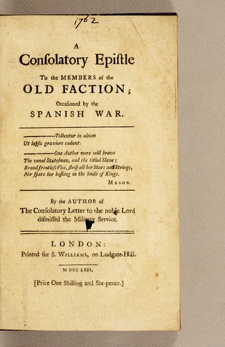 Cover for A consolatory epistle to the members of the old faction