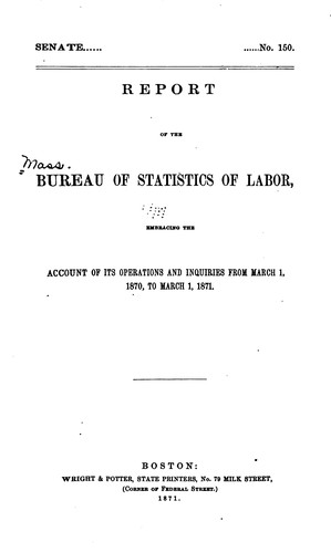 Cover for Annual Report on the Statistics of Labor ...