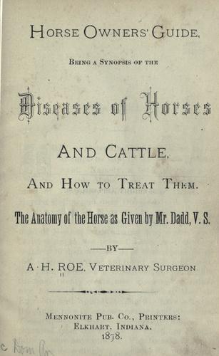 Cover for Horse owners' guide