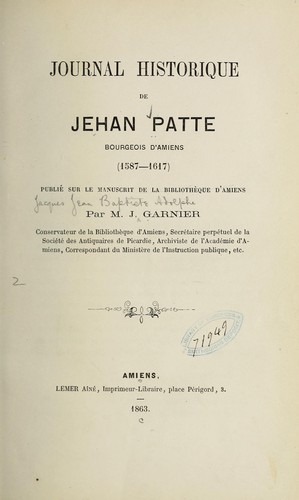 Cover for Journal historique de Jehan Patte ...