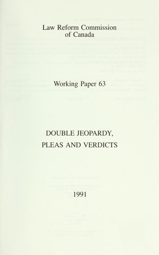 Cover for Double jeopardy, pleas and verdicts