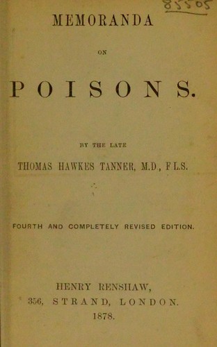 Cover for Memoranda on poisons