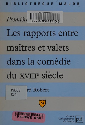 Cover for Premières leçons sur les rapports entre maîtres et valets dans la comédie du XVIIIe