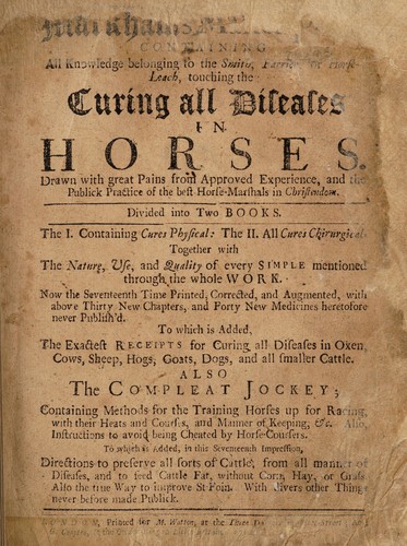 Cover for Markham's master-piece. Containing all knowledge belonging to the smith, farrier, or horse-leach