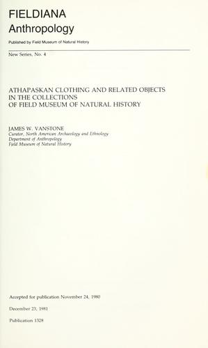 Cover for Athapaskan clothing and related objects in the collections of Field Museum of Natural History