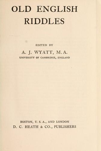 Cover for Old English riddles