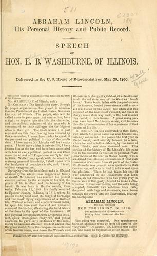 Cover for Abraham Lincoln, his personal history and public record.