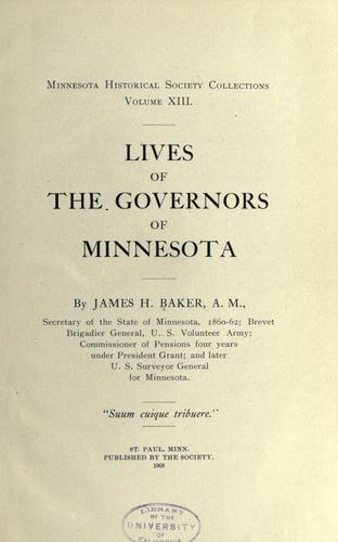 Cover for Lives of the governors of Minnesota