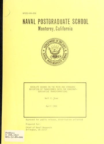 Cover for Absolute bounds on the mean and standard deviation of transformed data for constant-derivative transformations