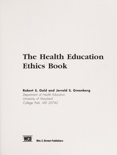 Cover for The health education ethics book