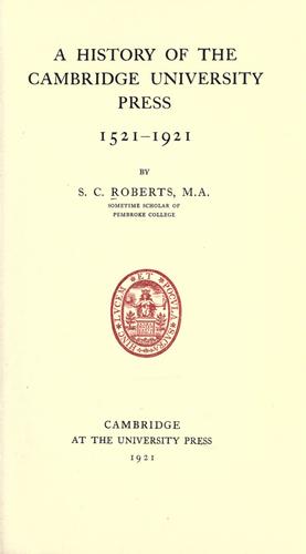 Cover for A history of the Cambridge university press 1521-1921.
