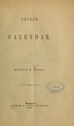 Cover for Church calendar