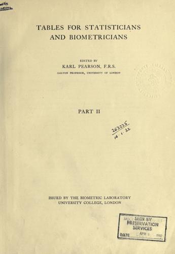 Cover for Tables for statisticians and biometricians.
