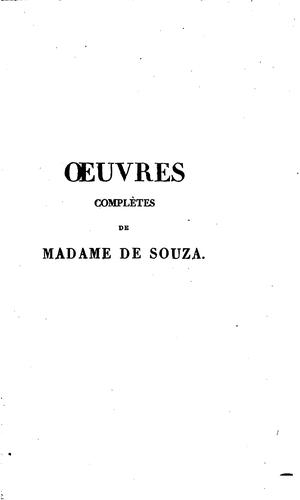 Cover for Œuvres complètes de Madame de Souza
