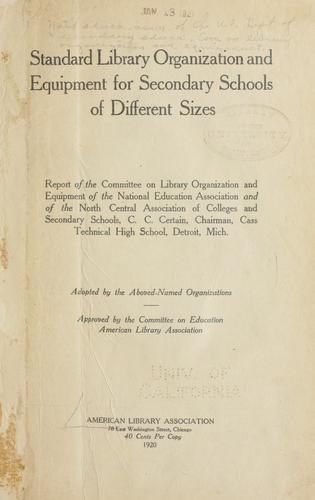Cover for Standard library organization and equipment for secondary schools of different sizes