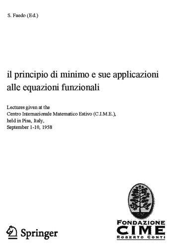 Cover for Il principio di minimo e sue applicazioni alle equazioni funzionali